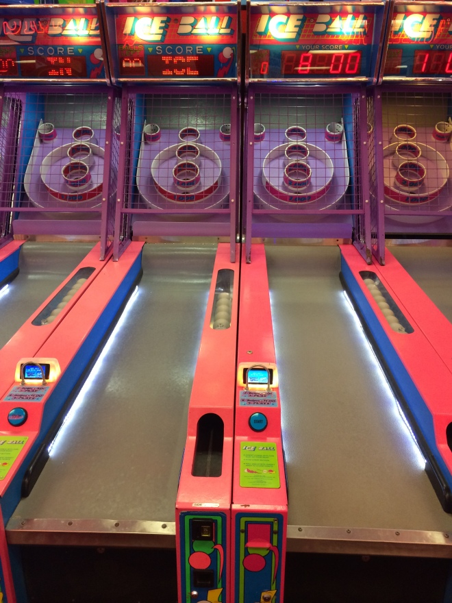 we stopped in an arcade and played a competitive game of skibal.